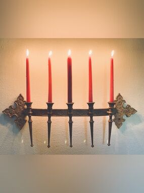 Vintage- Syroco-🖤 Mid Century Modern 5-Arm Gothic Revival Wall Sconce Candelabra